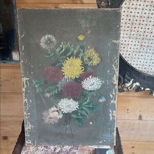 Vintage Floral Painting on Canvas
